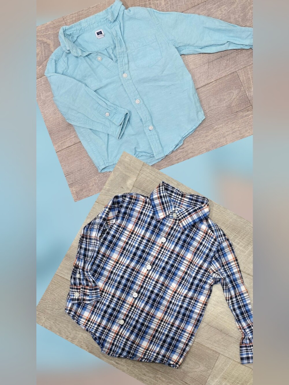 Janie and Jack Light Blue Button-Down & Blue Plaid Shirt Set